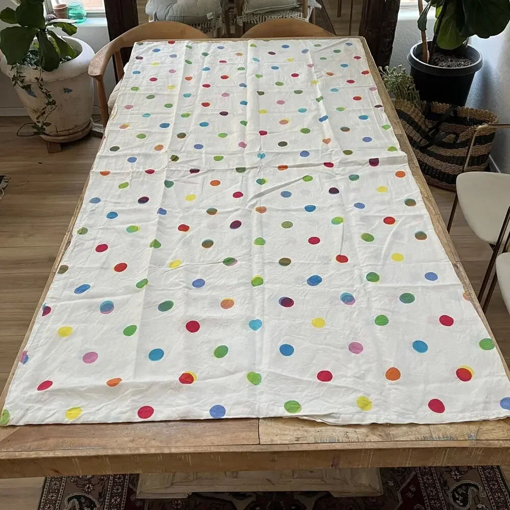 IKEA 100% Linen Rainbow Polka Dot 79x39.5 Duvet Cover and Pillowcase